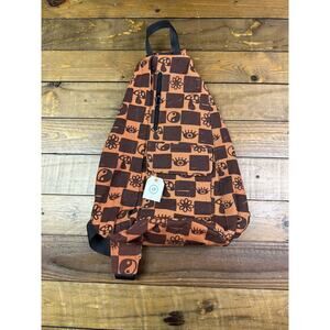 Earthbound Trading Crossbody Bag Backpack Satchel Mushroom Boho Flower Brown NEW